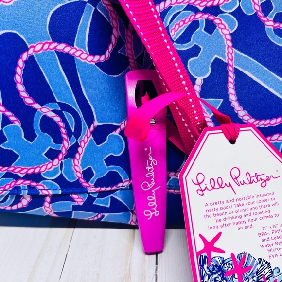 Lilly Pulitzer NWT Insulated Cooler Bag Booze Cruise Anchors Boating w/ Opener - Picture 3 of 10